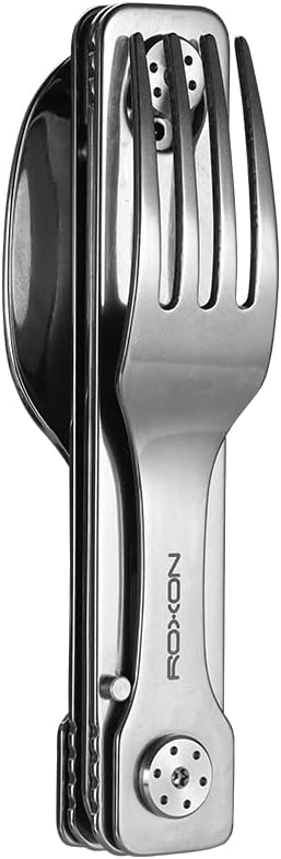 4 Sets Outdoor Eating Utensils 3in1 Fork Knife Spoon Stainless Steel Cutlery