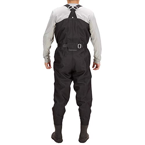 **Bassdash 3D Fishing Waders: Ultra High Strength Black Plaid Nylon & PVC for Men**