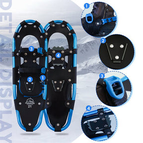 FUNWater Lightweight Snowshoes with Tote Bag & Trekking Poles - 21"/25"/30" Adjustable Anti-Slip Aluminium Alloy Snowshoes for Hiking and Travel