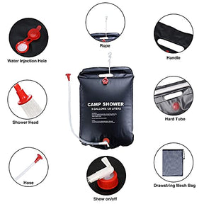 VABNEER Camping Shower Bag 20L Solar Shower Bag