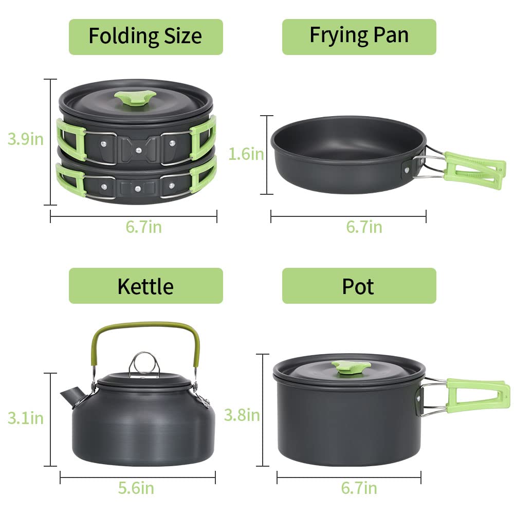 Lixada Camping Cookware Kit, Portable 2-3 People Camping Cooking Set