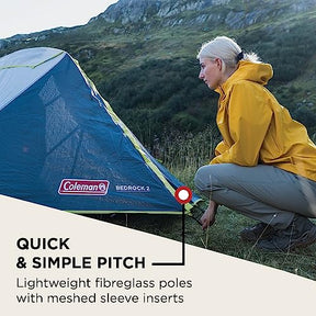 Coleman Bedrock 2 Tent, a compact 2 man dome tent, a light 2 person camping and hiking tent, 100% water-proof, sewn in groundsheet, a compact and light trekking tent which can be put up quickly