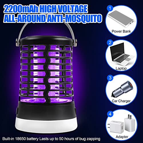 Rechargeable Bug Killer Lamp Portable, Camping Bug Zapper 3 in 1 Camping Lantern