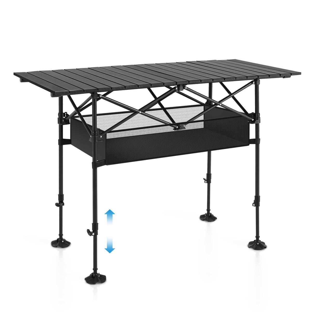 ALPHA CAMP Camping Table Folding Outdoor Table with Adjustable Height, Large Storage Bag and Carrying Bag, Portable Aluminum Table for Indoor & Outdoor Picnic BBQ Backyards Beach