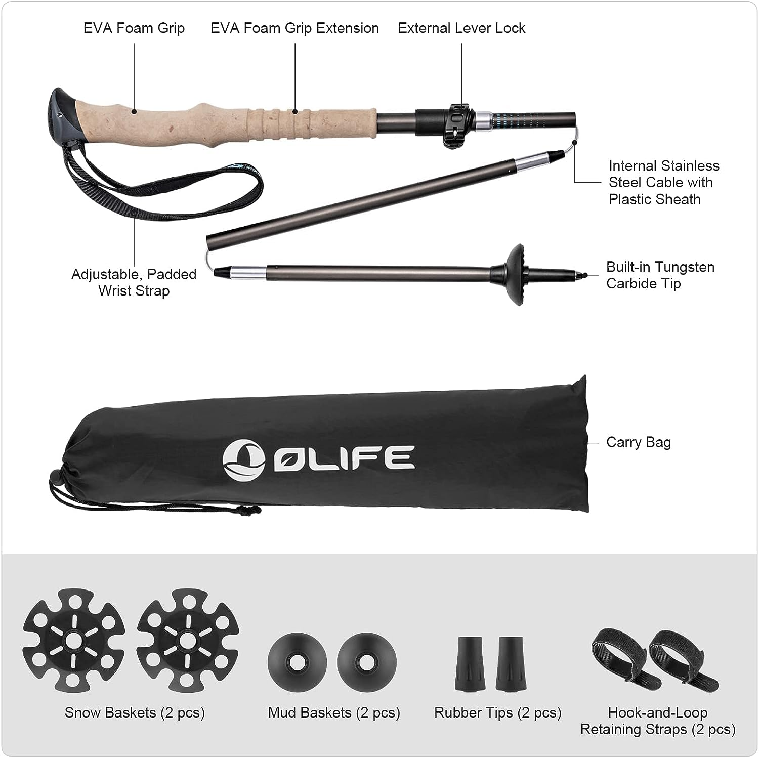 OLIFE Telescopic hiking poles