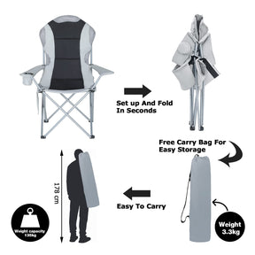 Set of 2 Oversized Deluxe Padded Folding Camping Chairs