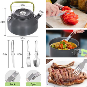 Lixada Camping Cookware Kit, Portable 2-3 People Camping Cooking Set