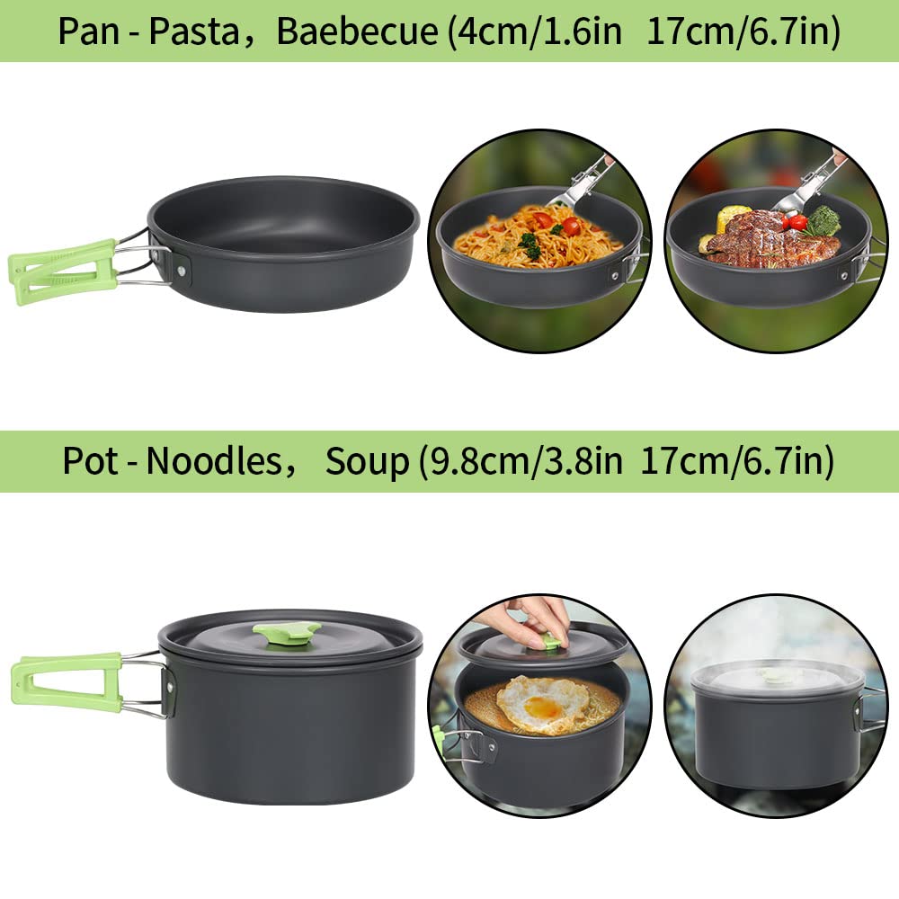 Lixada Camping Cookware Kit, Portable 2-3 People Camping Cooking Set