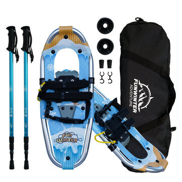 Funwater 19'' Kids Lightweight Snowshoes - Aluminium Alloy Anti-Slip Adjustable with Tote Bag & Trekking Poles