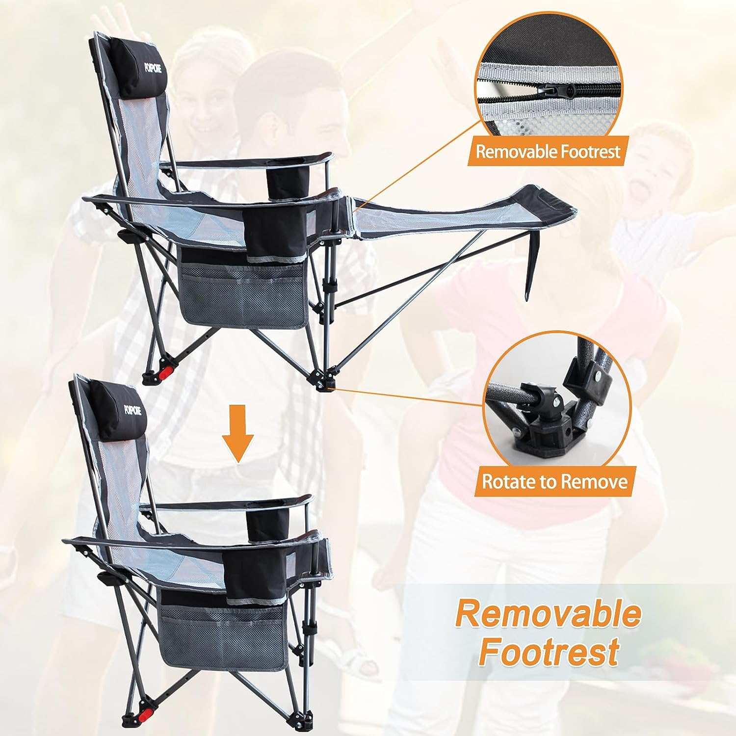 POEPORE Foldable Camping Chair with Footrest!