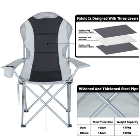 Set of 2 Oversized Deluxe Padded Folding Camping Chairs