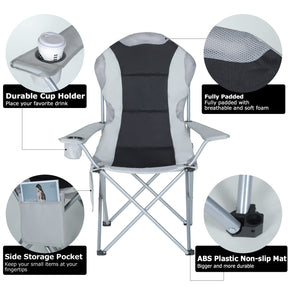 Set of 2 Oversized Deluxe Padded Folding Camping Chairs