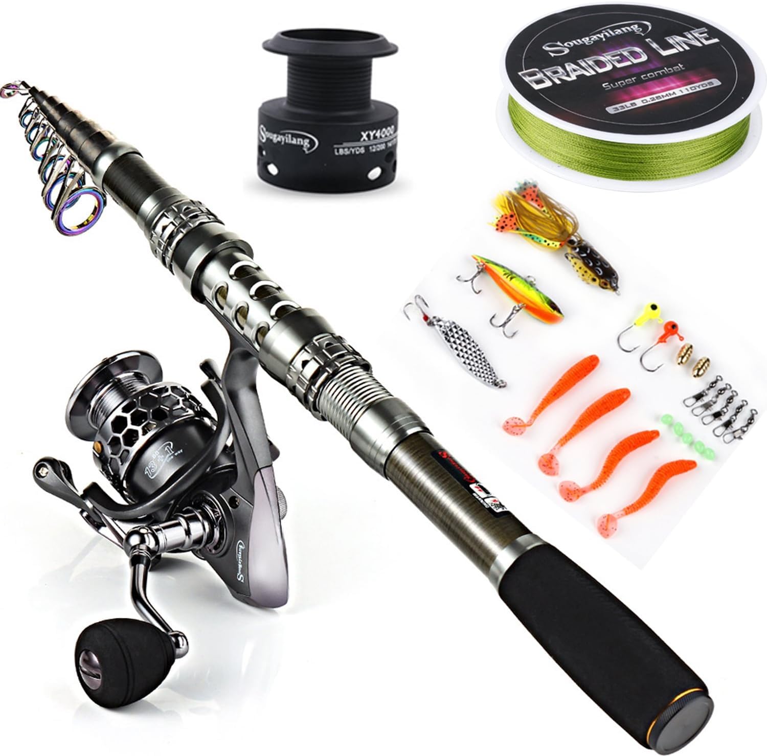 Sougayilang Telescopic Fishing Rod and Reel Combo – With Carry Bag and Essential Accessories