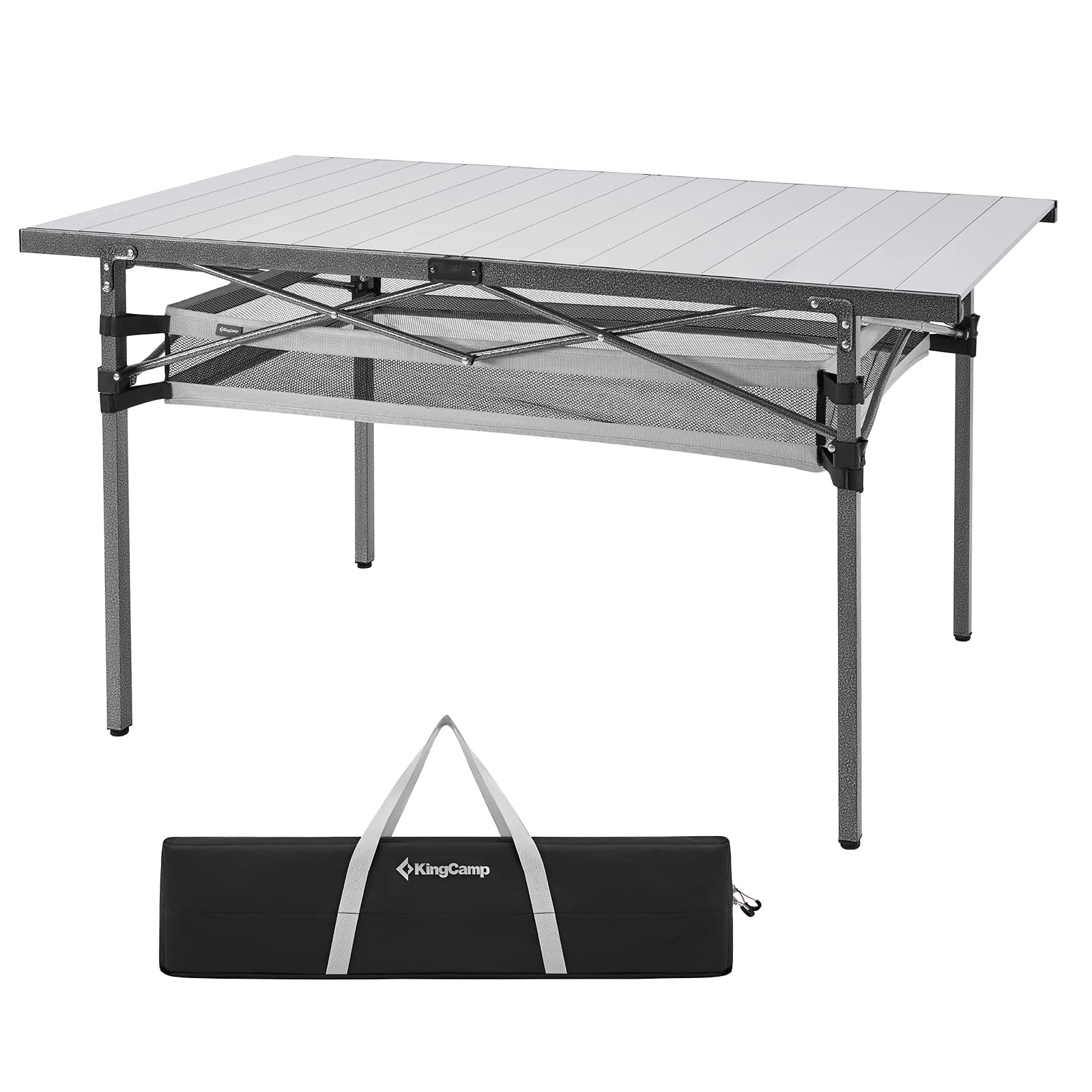 KingCamp Folding Camping Table with Storage Aluminum Portable