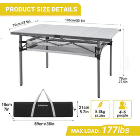 KingCamp Folding Camping Table with Storage Aluminum Portable