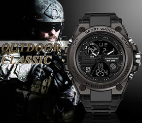 findtime Military Watches for Men Waterproof Tactical Watches Men Army Digital Sports Outdoor Stopwatch LED Survival Tough Electronic Alarm Clock Black Gold Wrist Watch