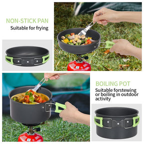 Lixada Camping Cookware Kit, Portable 2-3 People Camping Cooking Set