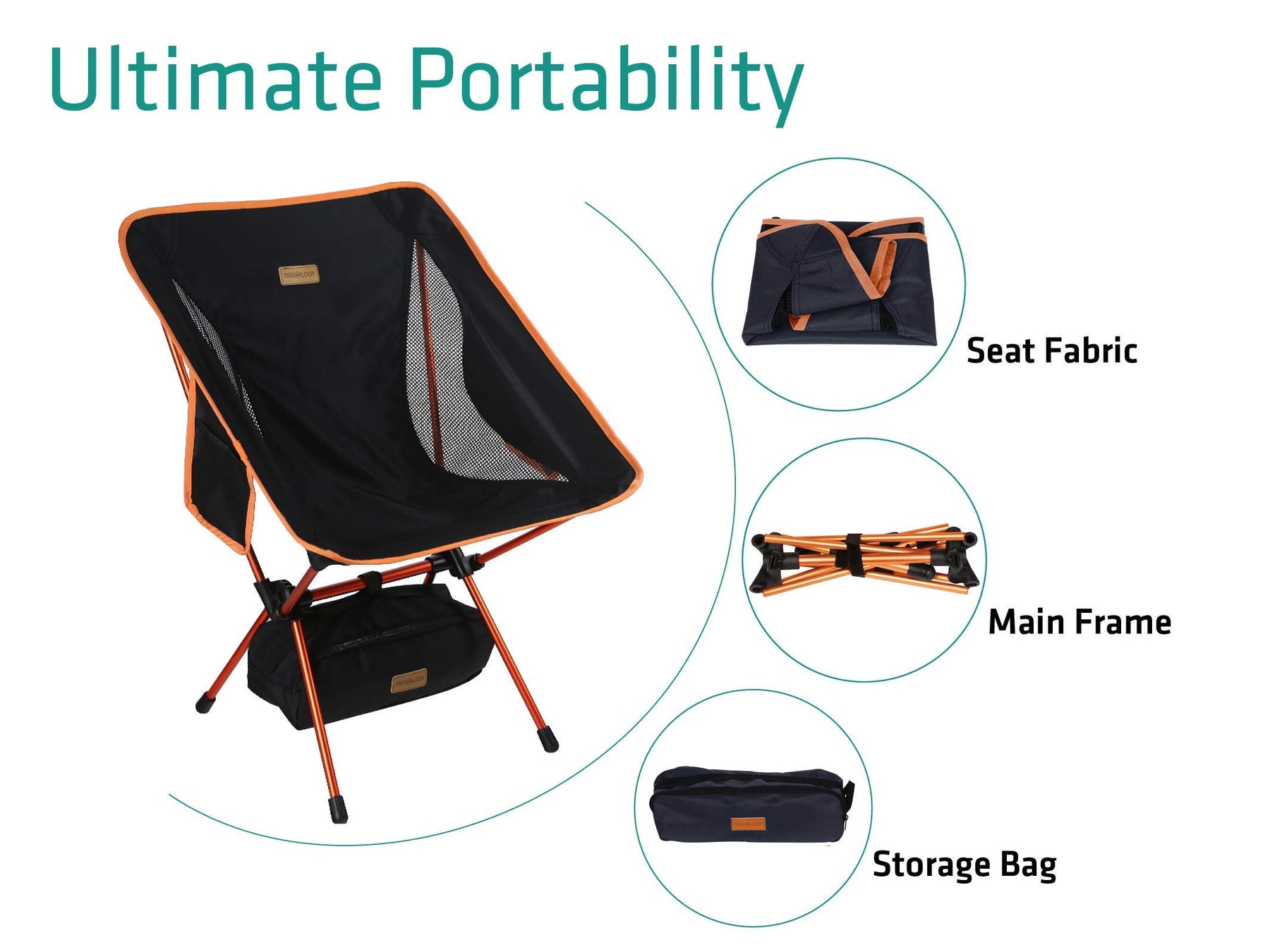 TREKOLOGY Ultra Lightweight Compact Portable Chairs for Adults for OCamping Fishing Folding Chair