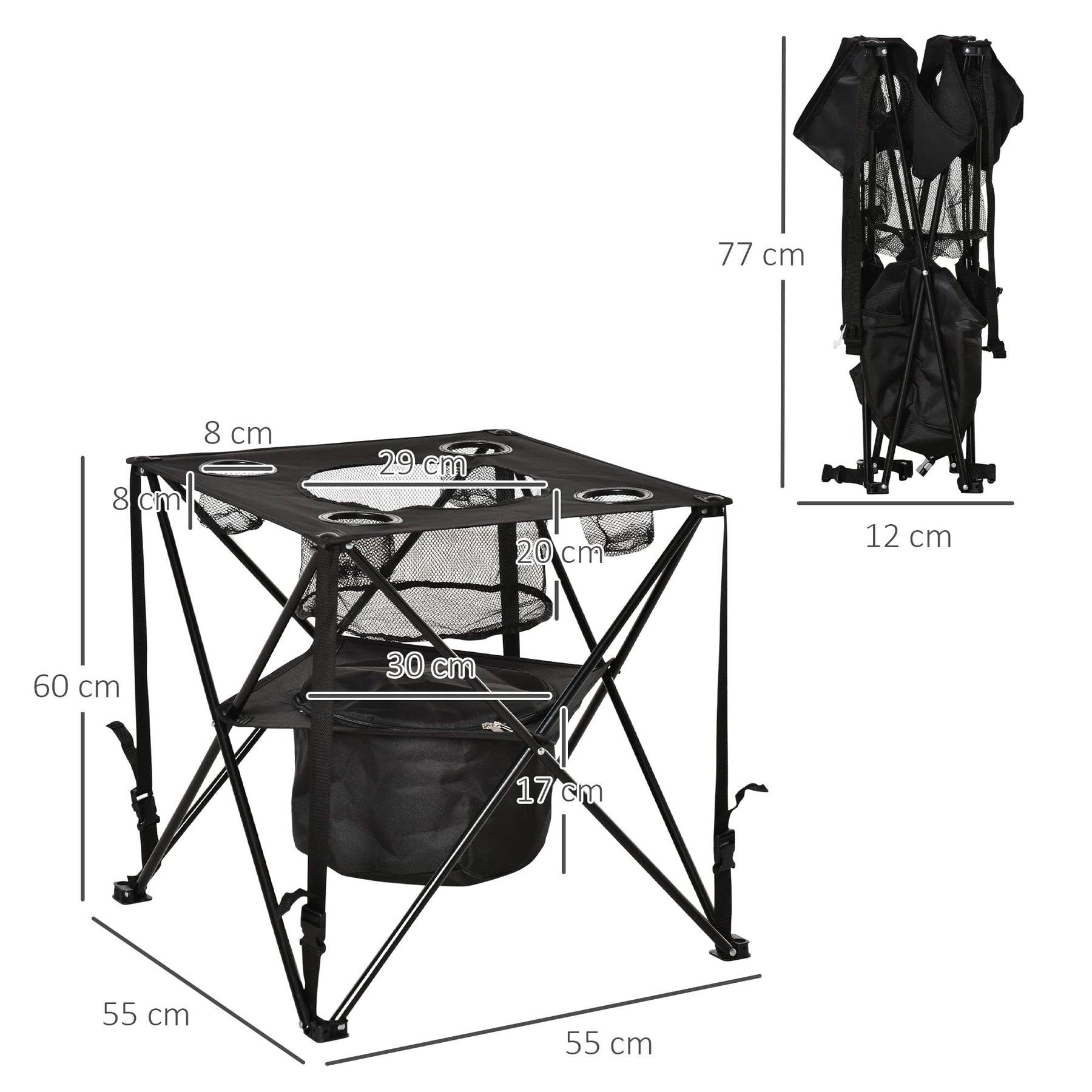 Outsunny 55 x 55cm Folding Camping Table