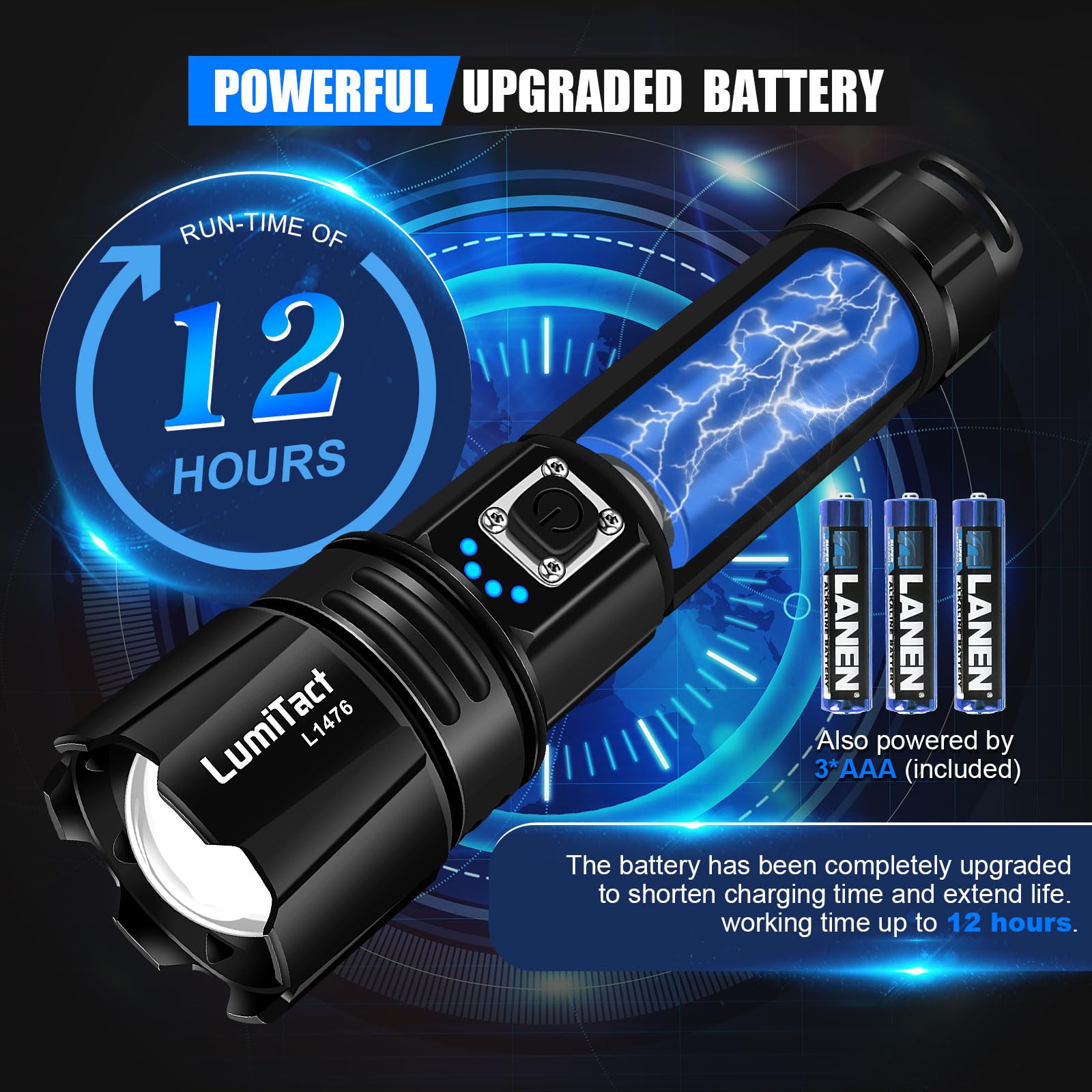 Lumitact Torches LED Super Bright, Rechargeable LED Torch