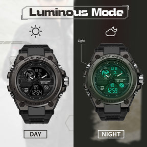 findtime Military Watches for Men Waterproof Tactical Watches Men Army Digital Sports Outdoor Stopwatch LED Survival Tough Electronic Alarm Clock Black Gold Wrist Watch