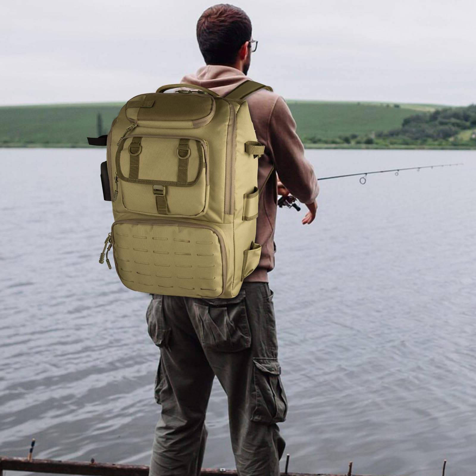 Ultimate Fishing Tackle Backpack with Rod Holder