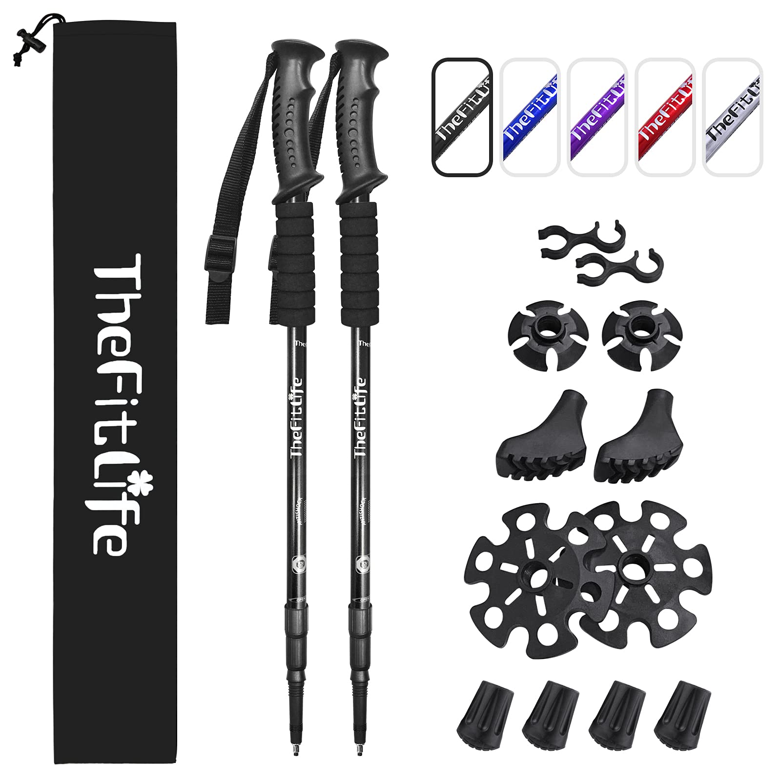 TheFitLife Hiking Walking Trekking Poles - 2 Pack With Antishock And Quick Lock System