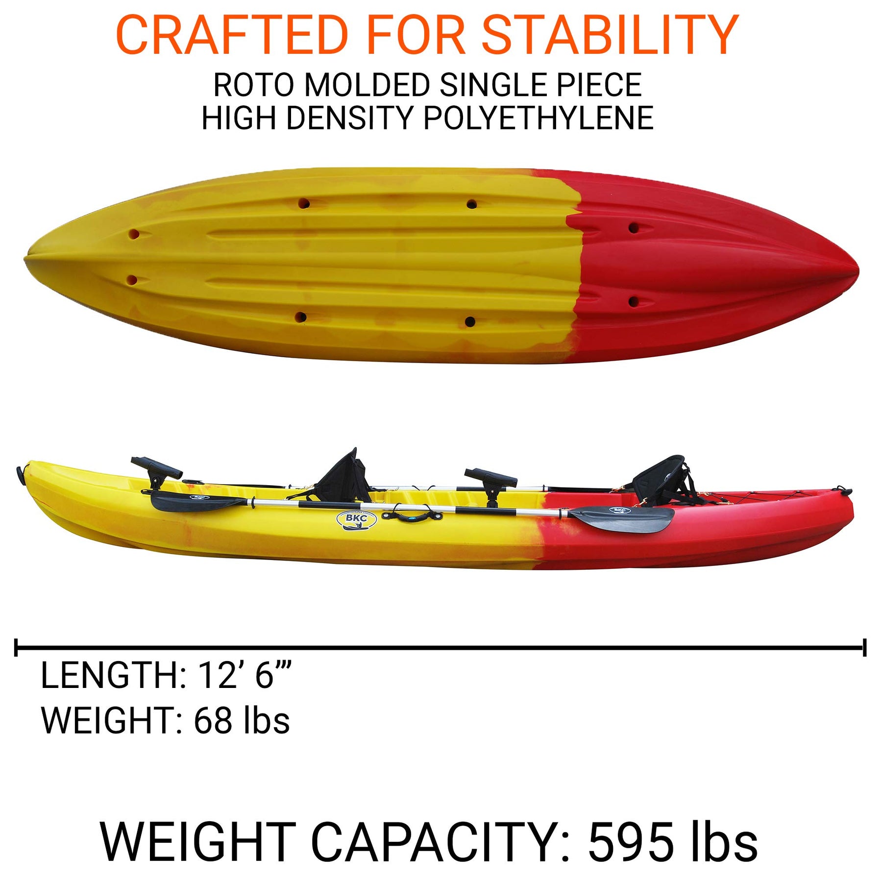 Brooklyn Kayak Company (BKC) TK219K Tandem Kayak - Red Yellow