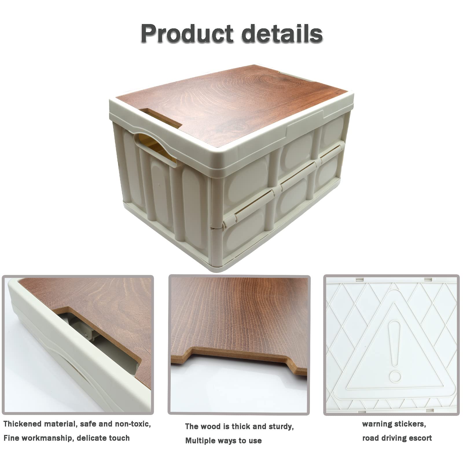 Roellgs household folding storage box wooden cover (42x28.5x23)