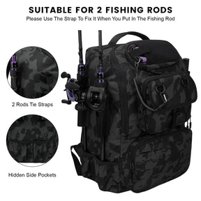 Ultimate Fishing Tackle Backpack with Rod Holder