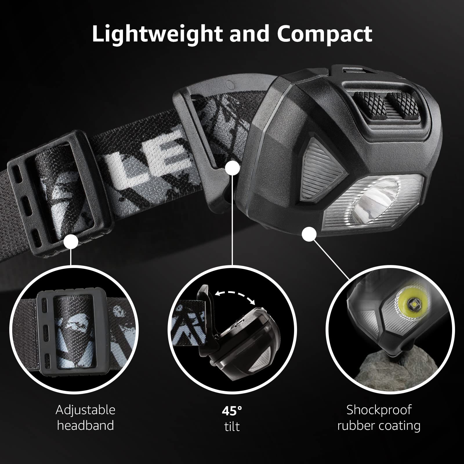 LE Head Torch, [2 Pack] Super Bright LED Headlamp with 6 Lighting Modes