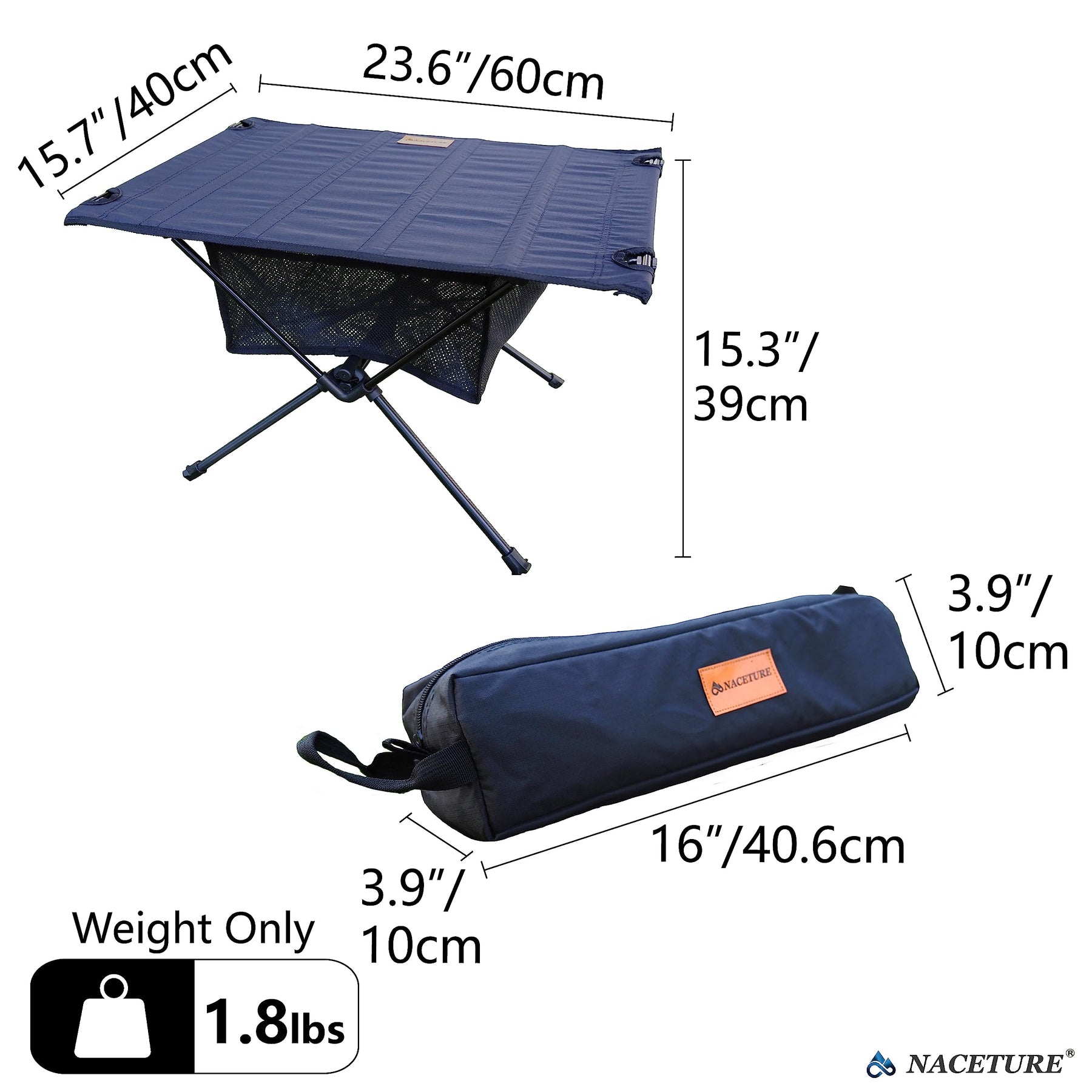 NACETURE Ultralight Backpacking Table - Collapsible Camping Table with Storage Mesh for Camping Gear Accessories, Hiking, Mountaineering, Outdoor Travel