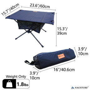 NACETURE Ultralight Backpacking Table - Collapsible Camping Table with Storage Mesh for Camping Gear Accessories, Hiking, Mountaineering, Outdoor Travel