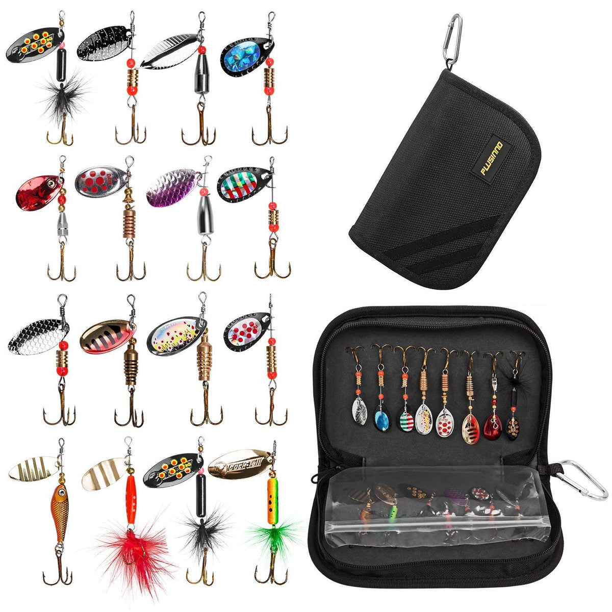 PLUSINNO Fishing Lure Set with Carrying Bag for Pike, Zander, Perch & Trout