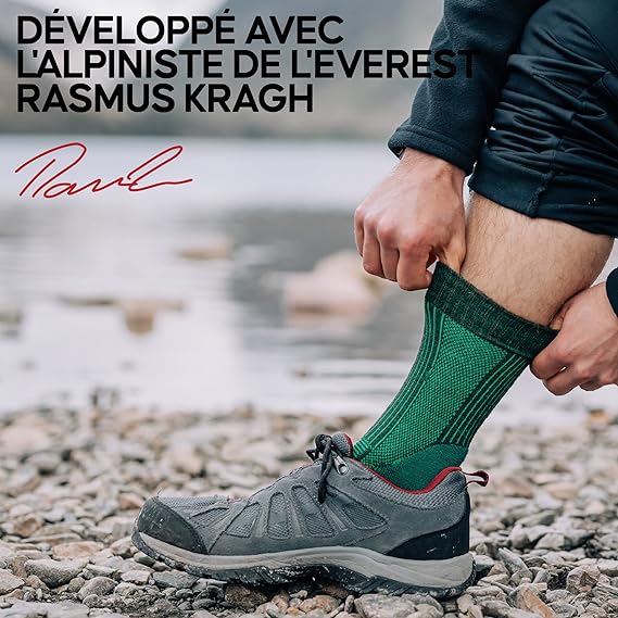 DANISH ENDURANCE 3 Paar leichte Wandersocken aus Merinowolle, Anti-Blasen, Herren Damen 