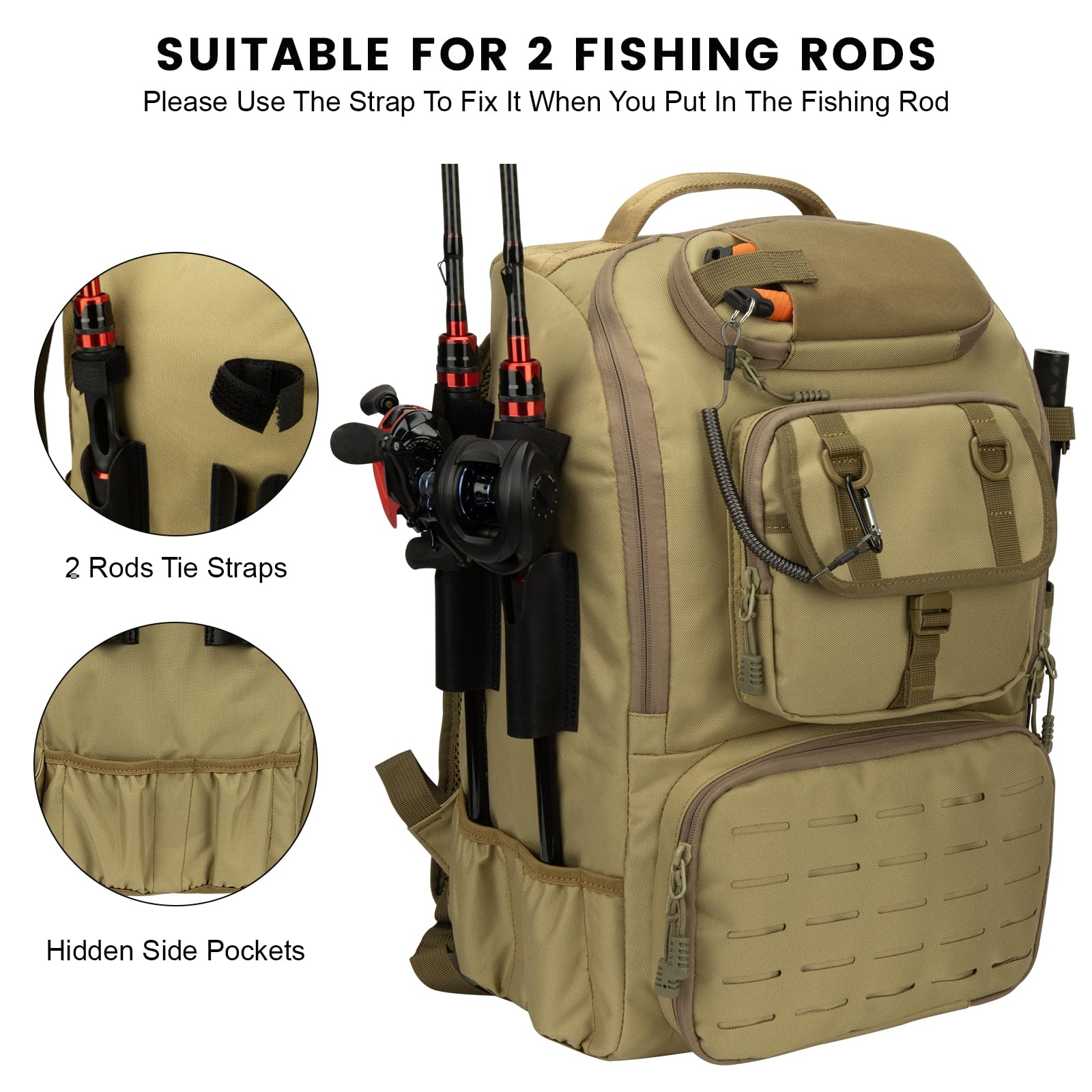 Ultimate Fishing Tackle Backpack with Rod Holder