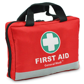 General Medi First Aid Kit -309 Pieces- Reflective Bag Design - Including Eyewash, Bandages, Moleskin Pad and Emergency Blanket  - Perfect for Travel, Hiking and Camping