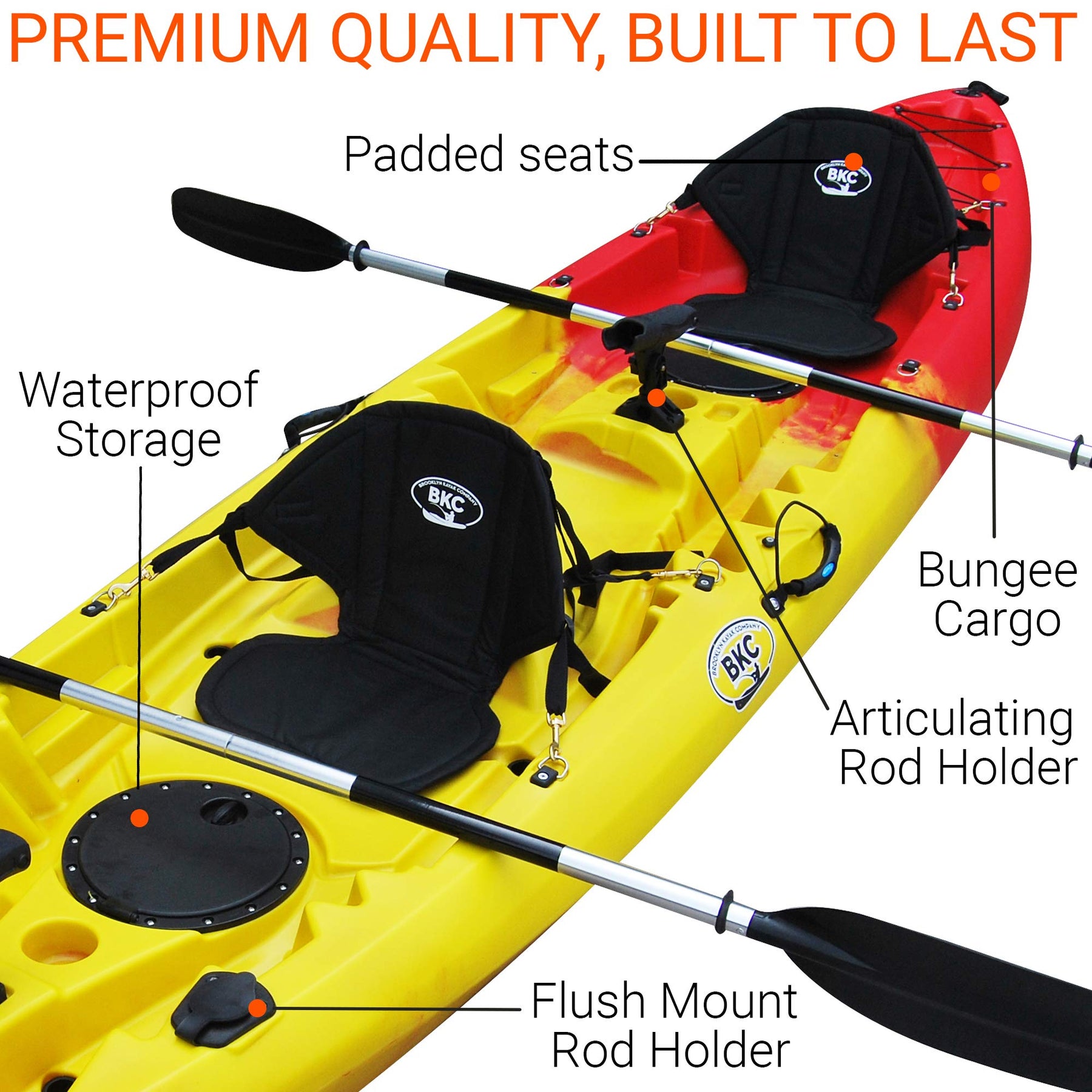 Brooklyn Kayak Company (BKC) TK219K Tandem Kayak - Red Yellow