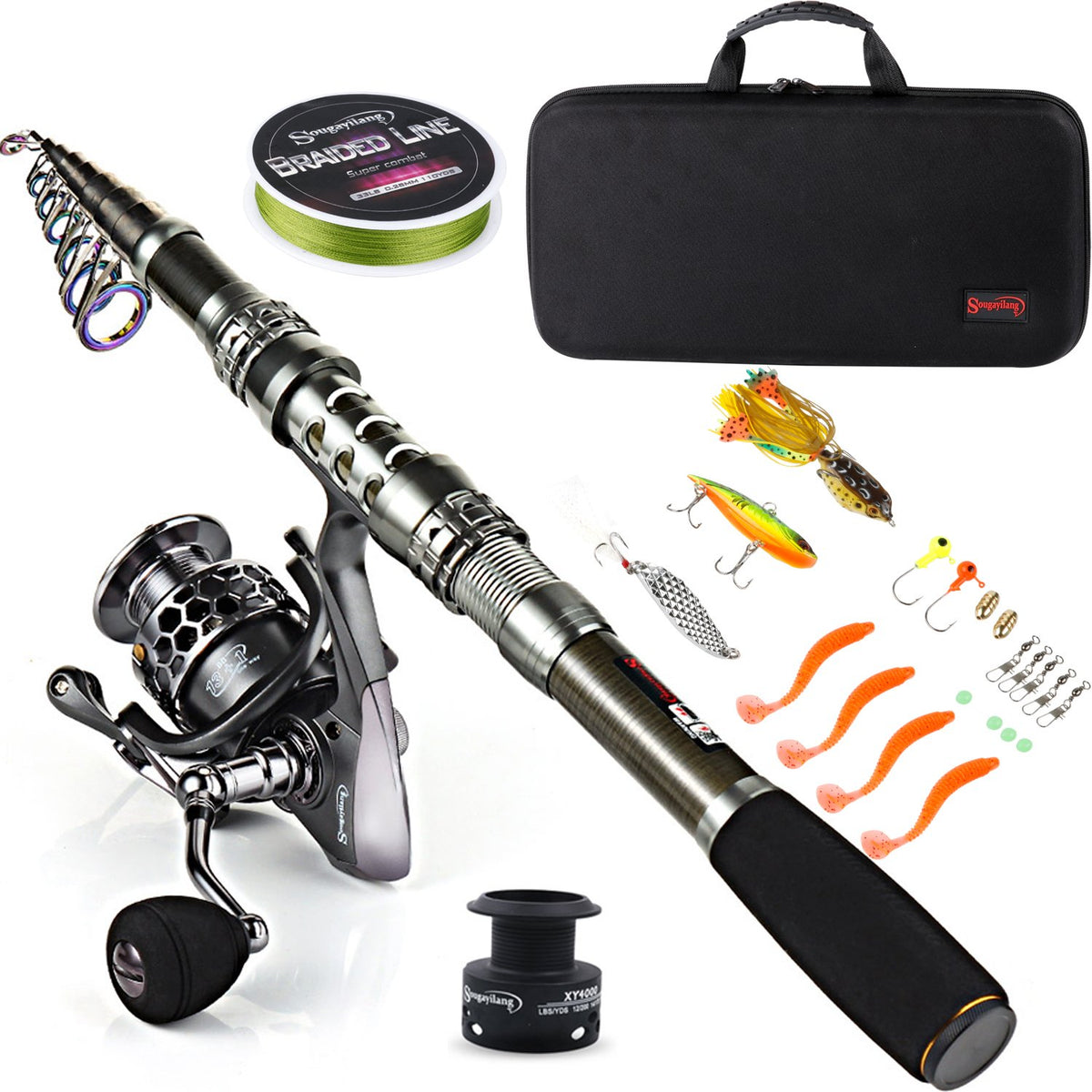 Sougayilang Telescopic Fishing Rod and Reel Combo – With Carry Bag and Essential Accessories