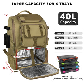 Ultimate Fishing Tackle Backpack with Rod Holder