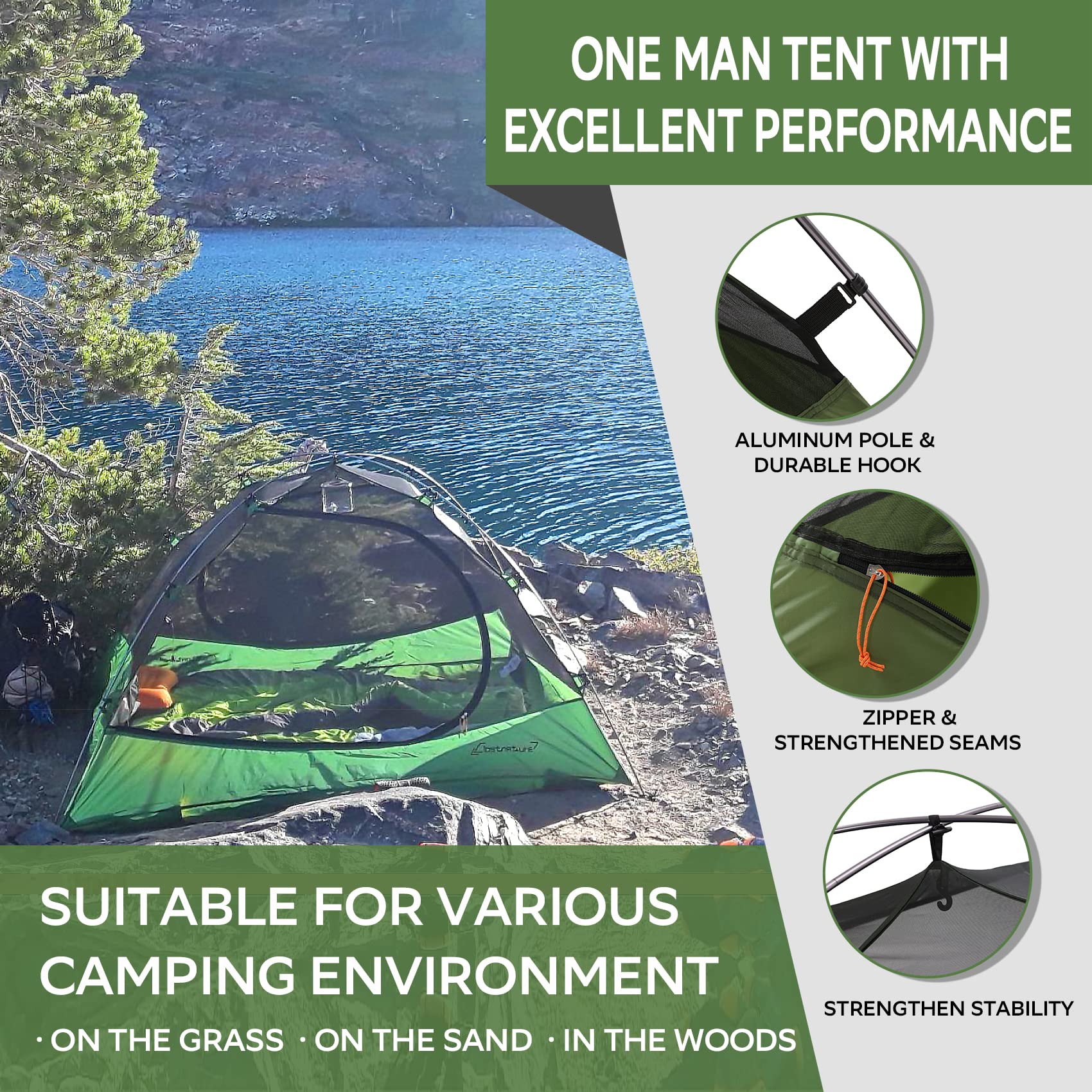 Clostnature 1 Man Tent for Backpacking