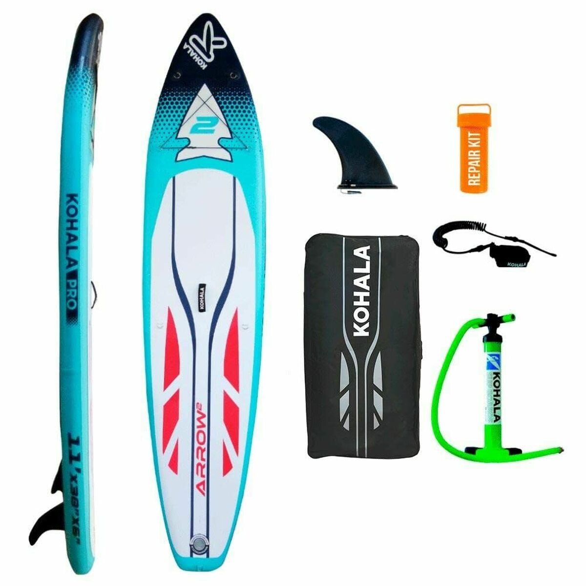 Kohala Arrow 2 Blue Inflatable Paddle Surf Board with Accessories