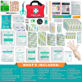 General Medi First Aid Kit -309 Pieces- Reflective Bag Design - Including Eyewash, Bandages, Moleskin Pad and Emergency Blanket  - Perfect for Travel, Hiking and Camping