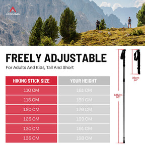 ATACAMA Lightweight Aluminium and Carbon Foldable Hiking Sticks with Cork Handle -