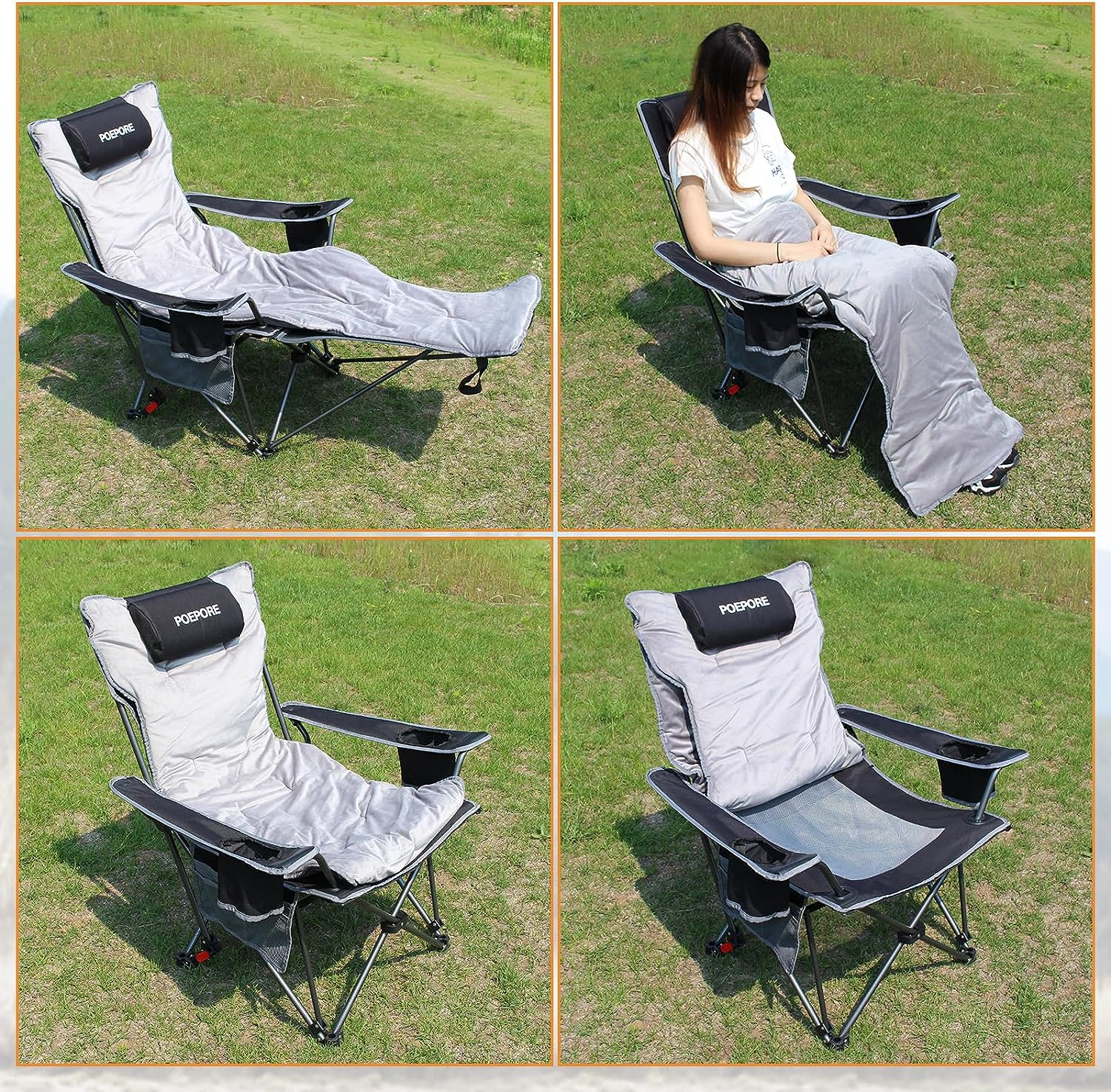 POEPORE Foldable Camping Chair with Footrest!