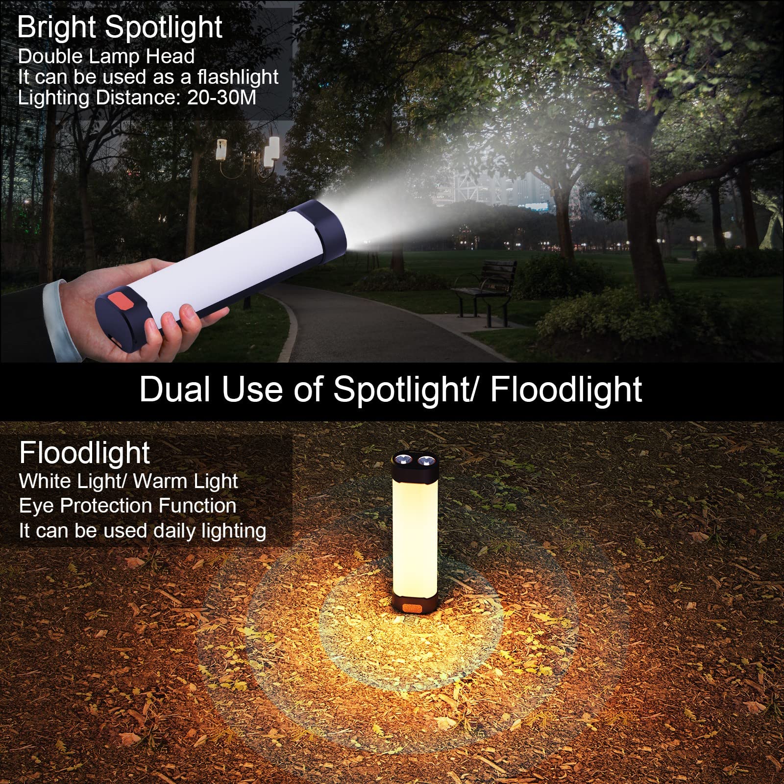 ErayLife Camping Lamp with Torches, LED Camping Lantern Solar/USB Rechargeable