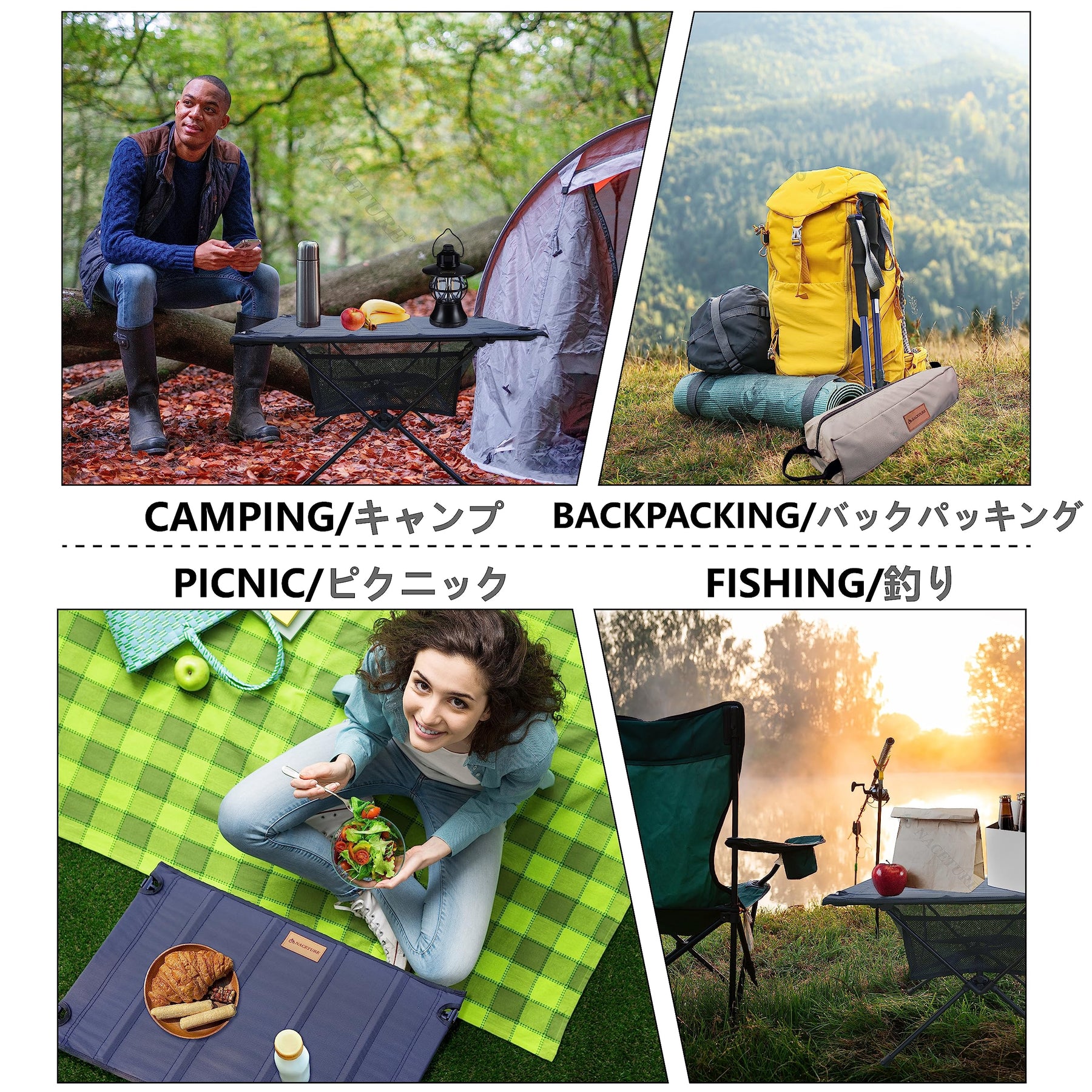 NACETURE Ultralight Backpacking Table - Collapsible Camping Table with Storage Mesh for Camping Gear Accessories, Hiking, Mountaineering, Outdoor Travel