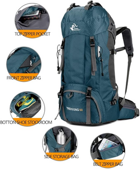 Bseash 60L Waterproof and Lightweight Hiking Backpack with Rain Cover,