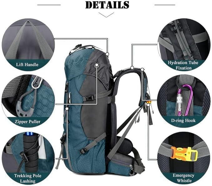 Bseash 60L Waterproof and Lightweight Hiking Backpack with Rain Cover,