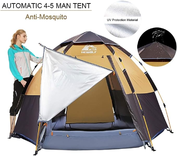 Hewolf Camping Tent, 3-4 Person Dome Tent